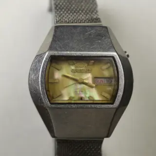 Vintage Orient G469682-4B PU TV Case Automatic 21J Brown Mother of Pearl Dial Watch – Japan ASKING 96$
