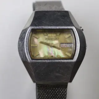 Vintage Orient G469682-4B PU TV Case Automatic 21J Brown Mother of Pearl Dial Watch – Japan ASKING 96$