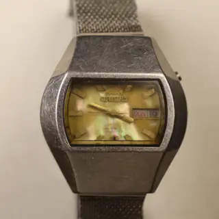 Vintage Orient G469682-4B PU TV Case Automatic 21J Brown Mother of Pearl Dial Watch – Japan ASKING 96$