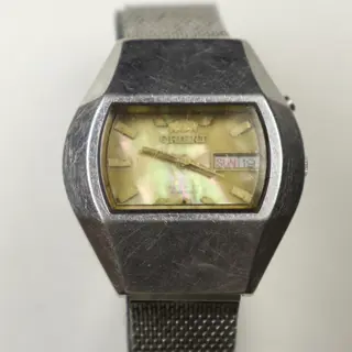 Vintage Orient G469682-4B PU TV Case Automatic 21J Brown Mother of Pearl Dial Watch – Japan ASKING 96$