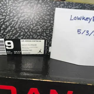 Pre Owned Jordan Retro 3 Black Cement (2018) - Size 9 - $160 Shipped