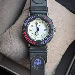 Rare Vintage 1989 "BUDDY" SEIKO Scuba Diver, QUARTZ 200M Watch colorful and seldom-seen 5h25-6a1b