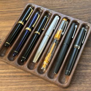 Variety of hand made wooden pen trays