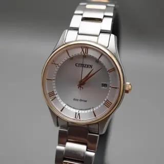 Citizen Collection ES0002-57A Rose Gold Two Tone Solar Quartz Ladies Watch - $75