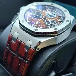 Audemars Piguet Royal Oak Offshore 43mm Steel Havana, flyback chronograph full Set! Ref. 26420ST