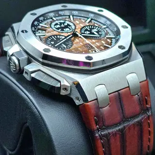 Audemars Piguet Royal Oak Offshore 43mm Steel Havana, flyback chronograph full Set! Ref. 26420ST