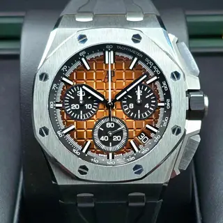 Audemars Piguet Royal Oak Offshore 43mm Steel Havana, flyback chronograph full Set! Ref. 26420ST