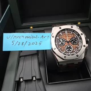 Audemars Piguet Royal Oak Offshore 43mm Steel Havana, flyback chronograph full Set! Ref. 26420ST