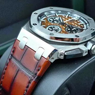 Audemars Piguet Royal Oak Offshore 43mm Steel Havana, flyback chronograph full Set! Ref. 26420ST