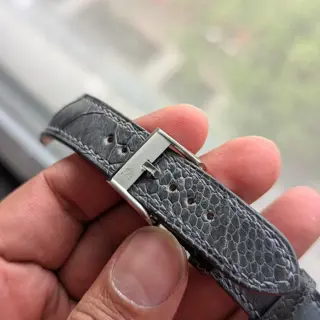 Delugs Ostrich Strap Dark Grey 21mm & Deployant Clasp.