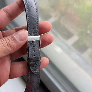 Delugs Ostrich Strap Dark Grey 21mm & Deployant Clasp.
