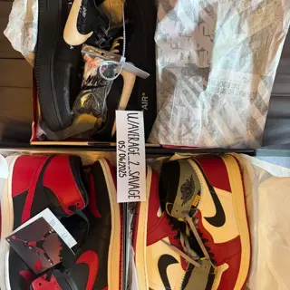 Making Room For Incoming Pairs Off White AF 1 SZ 12 VNDS $625, AJ1 85 Bred SZ 11.5 VNDS $475, AJ1 Union LA $275  SZ 12 VNDS. All prices are invoiced and shipped and OBO