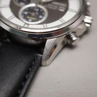 Seiko SSC259P1 V172 Black And White Dial Solar Quartz Chronograph - $150
