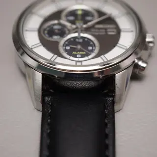 Seiko SSC259P1 V172 Black And White Dial Solar Quartz Chronograph - $150
