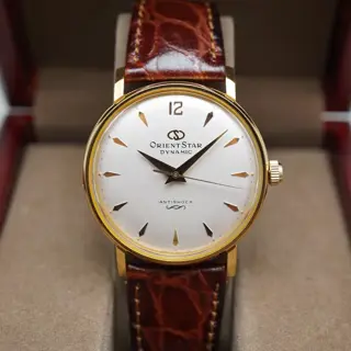 Vintage Orient Star WZ0041NW Gold Tone Dynamic White Dial 33mm Mechanical Watch - $195