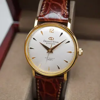 Vintage Orient Star WZ0041NW Gold Tone Dynamic White Dial 33mm Mechanical Watch - $195