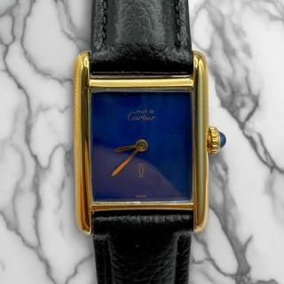 Cartier Tank Vermeil Manual Winding with Blue Dial