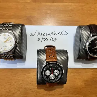 Tudor 1926 41mm , Tissot Visodate Powermatic 80 42mm, Dan Henry 1962 39mm Evil Panda