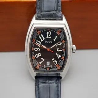 Epos Elegance 3332 Black Dial Swiss Tonneau Automatic Watch - $395