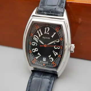 Epos Elegance 3332 Black Dial Swiss Tonneau Automatic Watch - $395