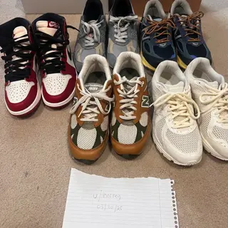 Jordan 1 L&F, various New balances (ALD, MiUK, Bronson) sizes 7.5 and 8