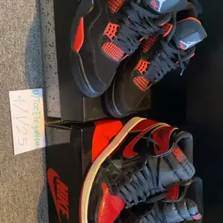 Jordan 4 Red Thunder ($275) And Jordan 1 Patent Bred($100)(Pendant but no chain) Both Sz 9 Both Used