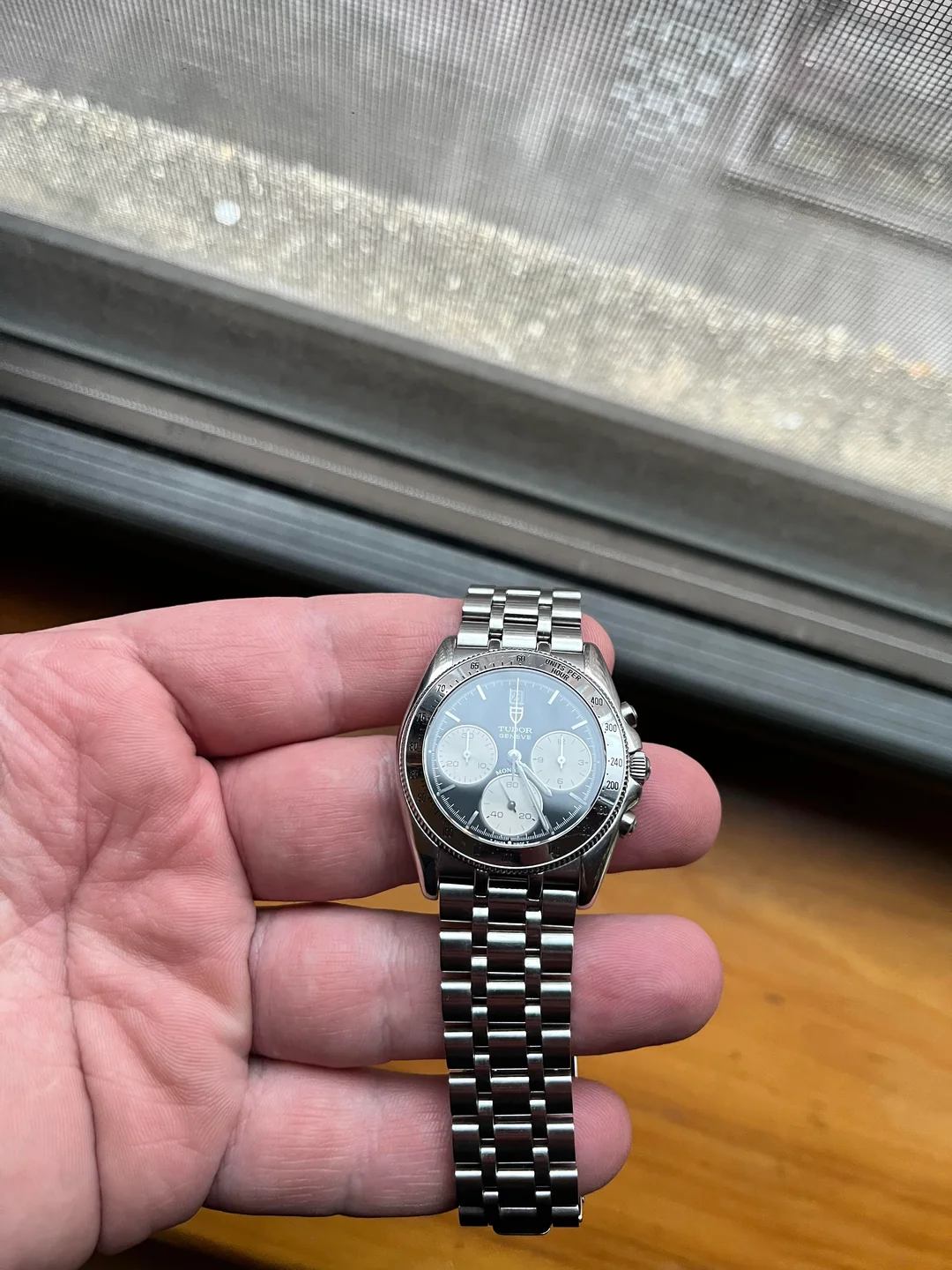 Tudor Monarch 15900 Reverse Panda Chronograph, Full Kit!