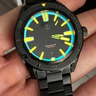Zelos Swordfish 40mm SS Meteorite DLC Crazy Lume Sold Out
