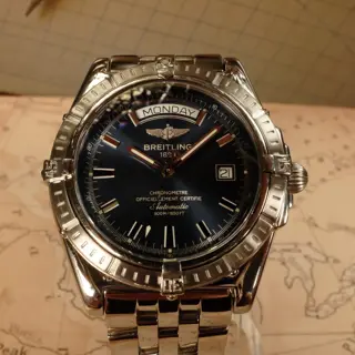 Breitling Headwind 44mm A45355 - Blue Dial - Day Date - High Polish Steel