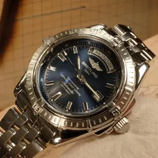 Breitling Headwind 44mm A45355 - Blue Dial - Day Date - High Polish Steel