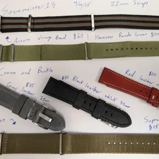 22mm straps, leather and NATOs, prices shipped CONUS