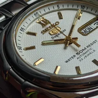 Rare Seiko 5 Superior Automatic ⚙️ Textured Dial - English & Arabic DayWheel with Original Bracelet & AM Leather Strap from April 1998 🗓️ for sale 💵 $275 (Shipped) 🚢 Video Attached 📽️