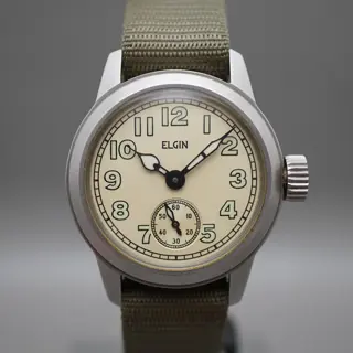 Elgin 94-27834-B A-11 Reissue Champagne Dial Mechanical Military Watch - $280