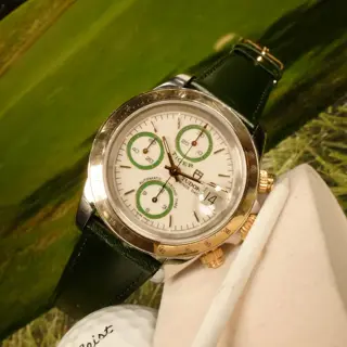 Tudor Tiger Prince Date Chronograph 40mm Green Automatic - 18k Gold Accents - New Strap - Recent Test & Authentication