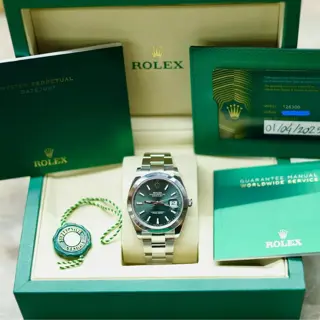 4/2025 Rolex Datejust 41mm Green Dial Complete Set *$9,700 + label*