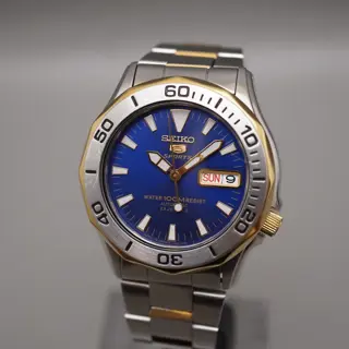 Seiko 5 Sports 7S36-00L0 Blue Dial Two Tone Automatic Watch - $150