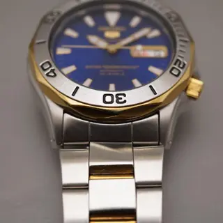 Seiko 5 Sports 7S36-00L0 Blue Dial Two Tone Automatic Watch - $150