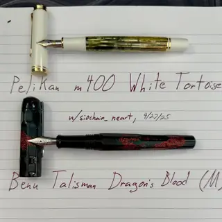 Reduced! (A2) Pelikan M400 White Tortoise (F), Benu Talisman Dragon's Blood (M)