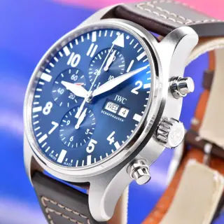 IWC Pilots Chronograph Le Petit Prince Blue Dial 43mm IW377714 with Box