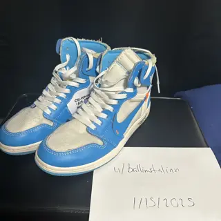 PRICE DROP Air Jordan 1 X Off White "UNC" - Size 8.5 - Used - $700 shipped OBO
