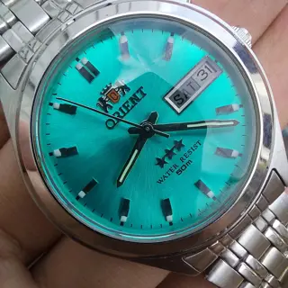 Orient Three Star Green Teal Dial Automatic Movement
