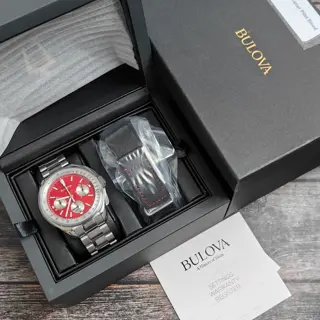 Bulova Lunar Pilot Blood Moon Red Brand New Full Kit - $550