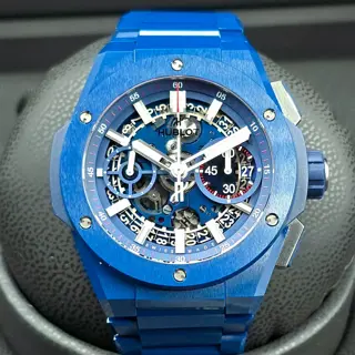 Hublot Big Bang Unico Integrated Blue Ceramic, 42mm Flyback Chronograph! Like new