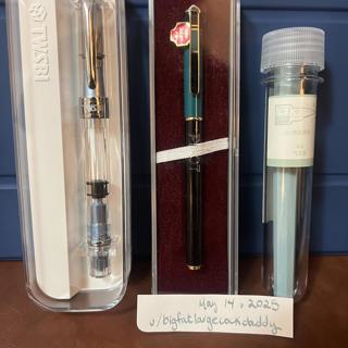 Twsbi 580AL iceberg blue <stub>, vintage Pilot Juliet <F>, Platinum Little Meteor <F> + free ink samples!