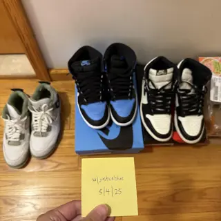 Dark Mocha 1s, UNC Toe 1s, Seafoam 4s Sz 9.5, $100-180