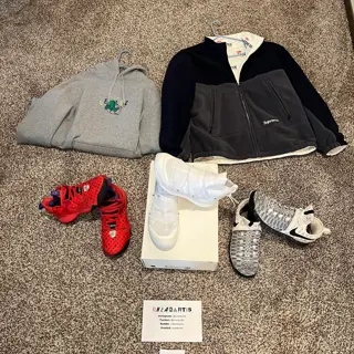 Adidas Boost (Stormtrooper shoes), KD 9 Oreos, Harden 6 Monograms, Supreme Gore-Tex Fleece & Cool Hoodie