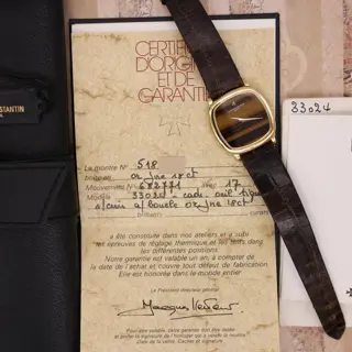 Vacheron Constantin Tank 18K YG Ref. 33024 | Tiger Eye Stone Dial | Box and Paper