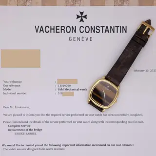 Vacheron Constantin Tank 18K YG Ref. 33024 | Tiger Eye Stone Dial | Box and Paper