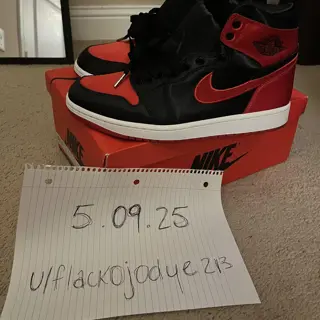 Satin Bred AJ1 Sz 9.5 men 11 women 85 shipped (VNDS)