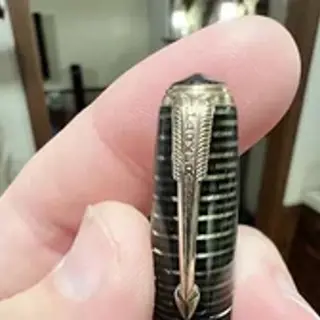 [US50] Restored Parker Vacumatic Debutante, Green Pearl, 14k fine nib
